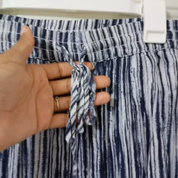 Free People Pants Striped Lightweight Drawstring Blue & White Size S Womens - Picture 7 of 13